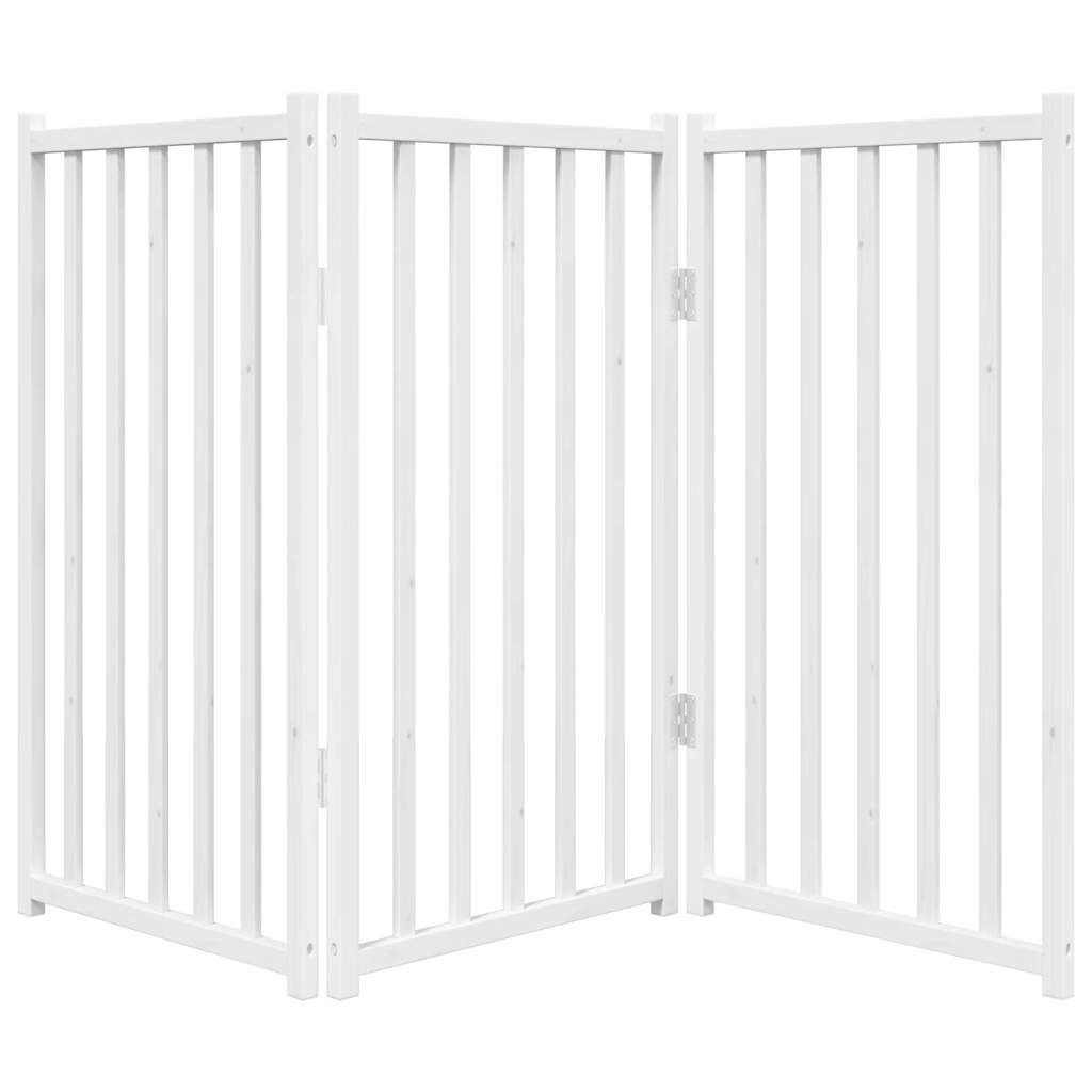 Dog Gate Foldable 3 Panels White 150 cm Solid Wood Fir