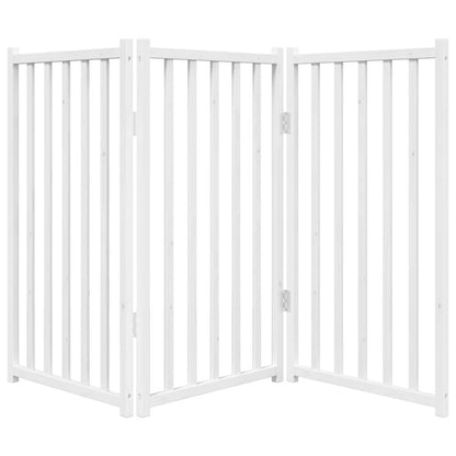 Dog Gate Foldable 3 Panels White 150 cm Solid Wood Fir