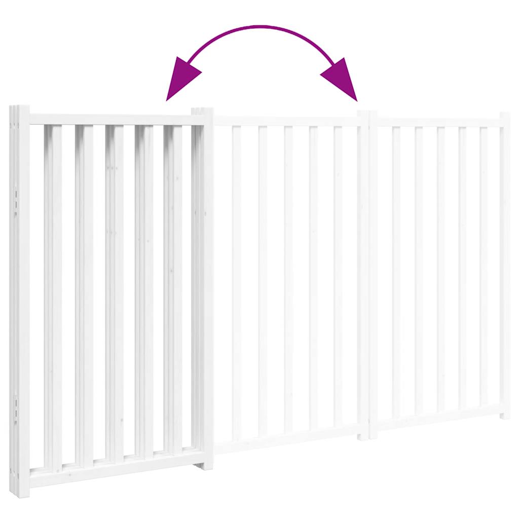 Dog Gate Foldable 3 Panels White 150 cm Solid Wood Fir