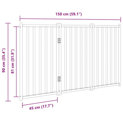 Dog Gate Foldable 3 Panels White 150 cm Solid Wood Fir