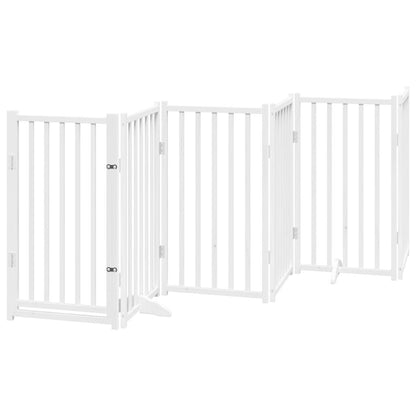 Dog Gate with Door Foldable 6 Panels White 300 cm Solid Wood Fir