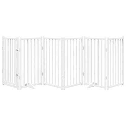 Dog Gate with Door Foldable 6 Panels White 300 cm Solid Wood Fir