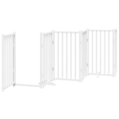 Dog Gate with Door Foldable 6 Panels White 300 cm Solid Wood Fir