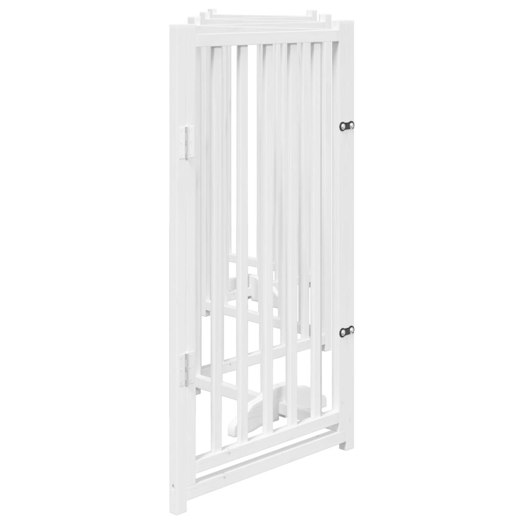 Dog Gate with Door Foldable 6 Panels White 300 cm Solid Wood Fir