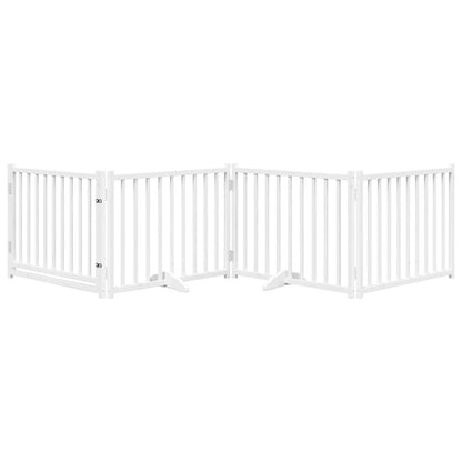 Dog Gate with Door Foldable 4 Panels White 320 cm Solid Wood Fir