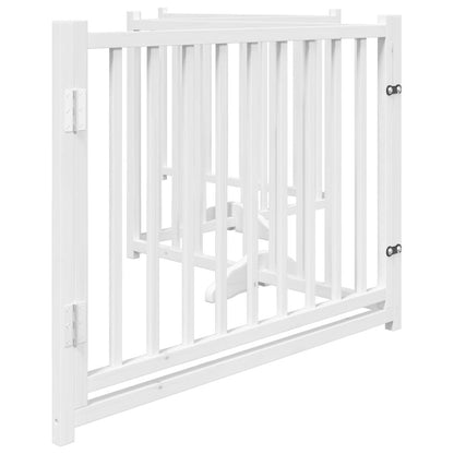 Dog Gate with Door Foldable 4 Panels White 320 cm Solid Wood Fir