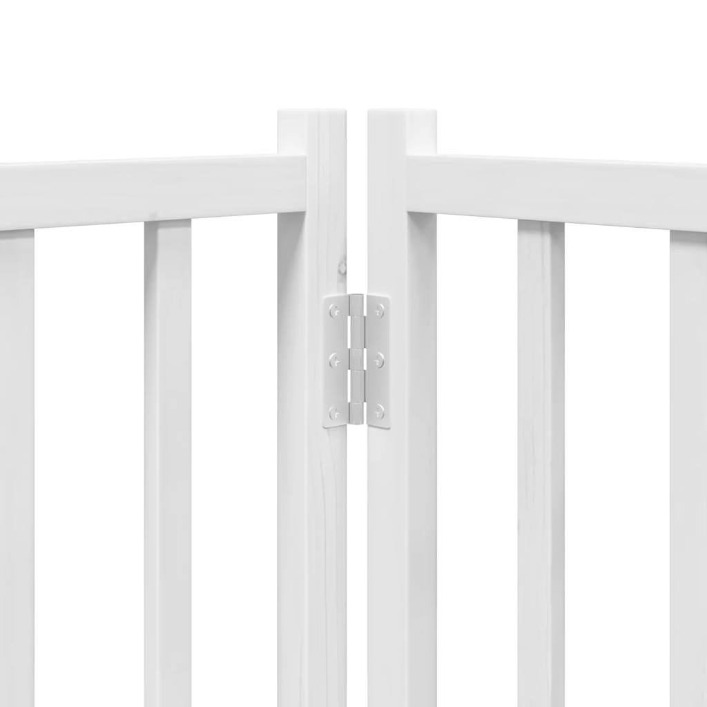 Dog Gate with Door Foldable 4 Panels White 320 cm Solid Wood Fir