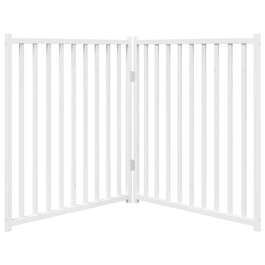 Dog Gate Foldable 2 Panels White 160 cm Solid Wood Fir