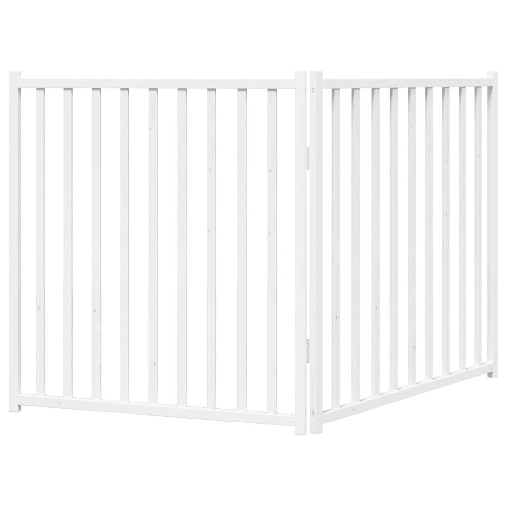 Dog Gate Foldable 2 Panels White 160 cm Solid Wood Fir