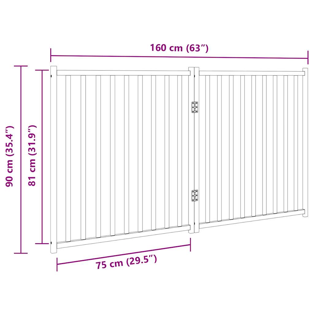 Dog Gate Foldable 2 Panels White 160 cm Solid Wood Fir