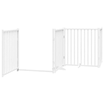 Dog Gate with Door Foldable 4 Panels White 320 cm Solid Wood Fir