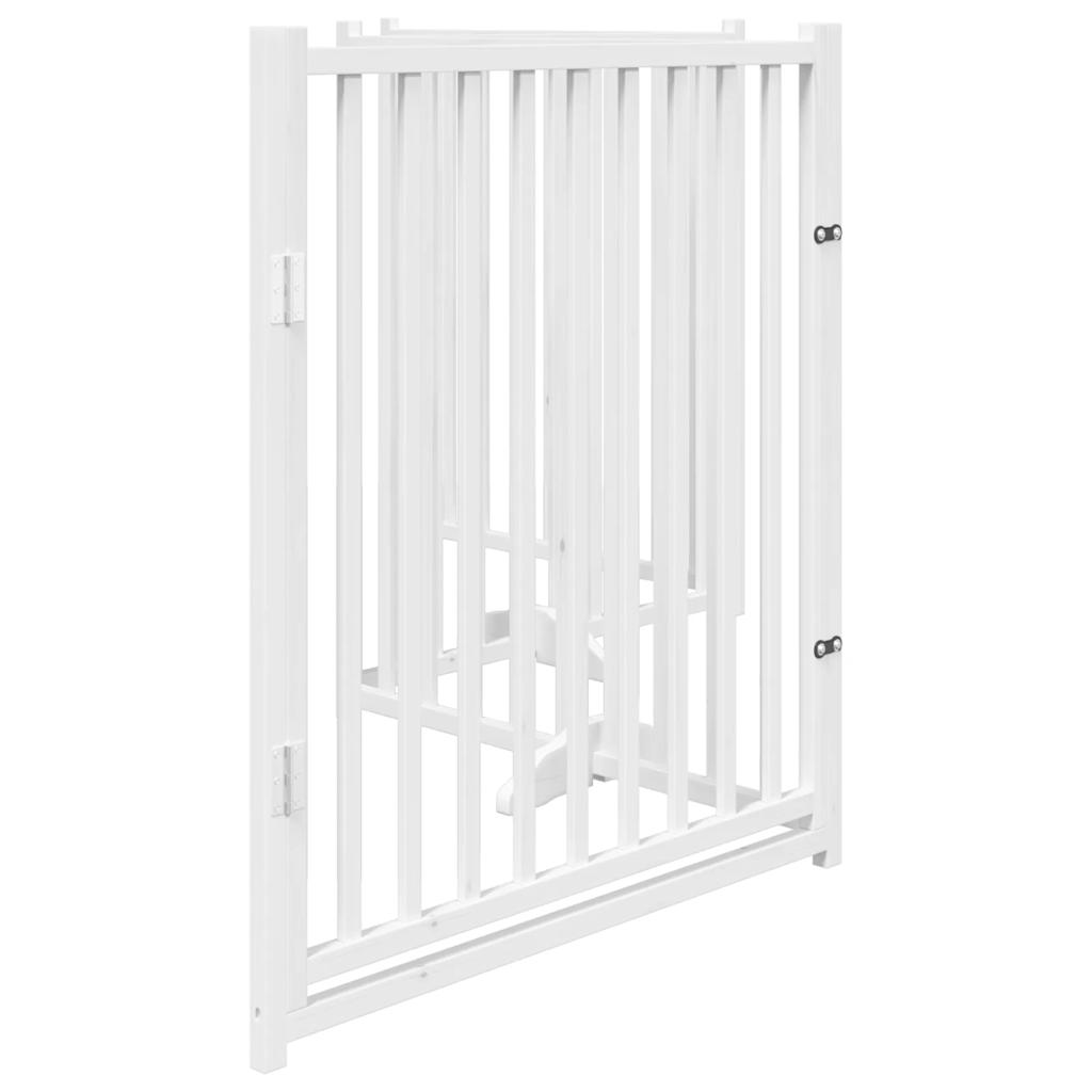 Dog Gate with Door Foldable 4 Panels White 320 cm Solid Wood Fir