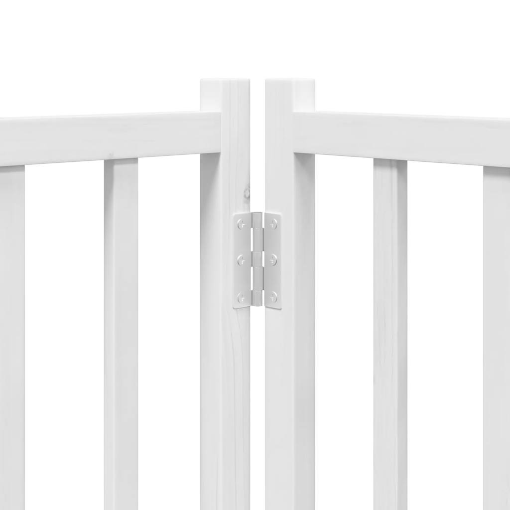 Dog Gate with Door Foldable 4 Panels White 320 cm Solid Wood Fir