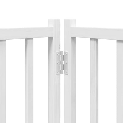 Dog Gate with Door Foldable 4 Panels White 320 cm Solid Wood Fir