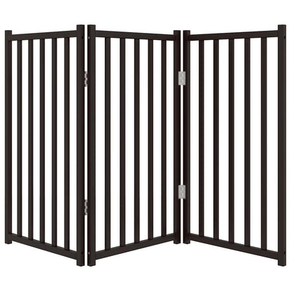 Dog Gate Foldable 3 Panels Black 150 cm Solid Wood Fir