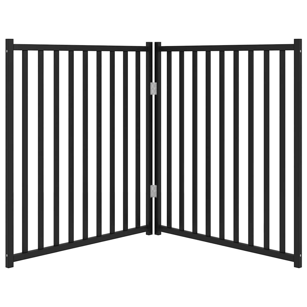 Dog Gate Foldable 2 Panels Black 160 cm Solid Wood Fir