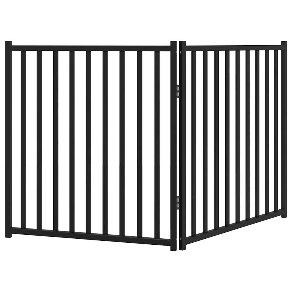 Dog Gate Foldable 2 Panels Black 160 cm Solid Wood Fir