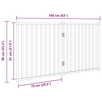 Dog Gate Foldable 2 Panels Black 160 cm Solid Wood Fir