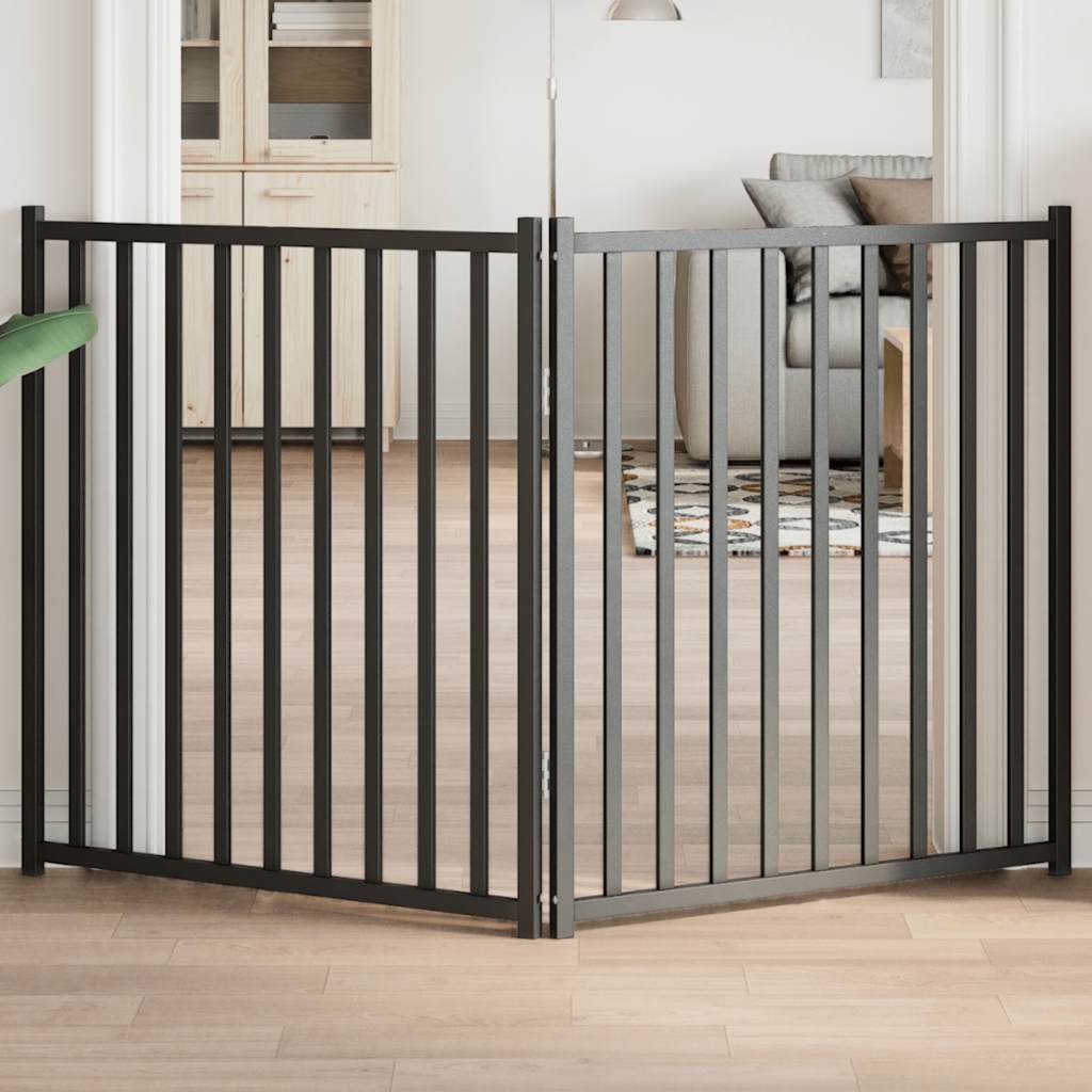 Dog Gate Foldable 2 Panels Black 160 cm Solid Wood Fir