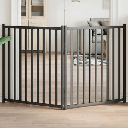 Dog Gate Foldable 2 Panels Black 160 cm Solid Wood Fir