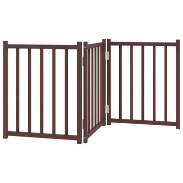 Dog Gate Foldable 3 Panels Brown Oak 150 cm Solid Wood Fir