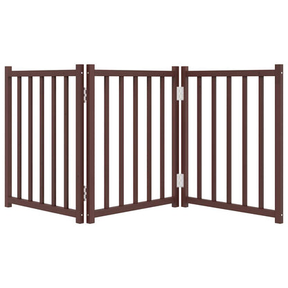 Dog Gate Foldable 3 Panels Brown Oak 150 cm Solid Wood Fir