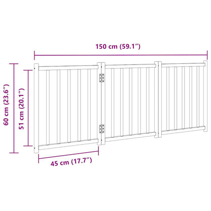 Dog Gate Foldable 3 Panels Brown Oak 150 cm Solid Wood Fir