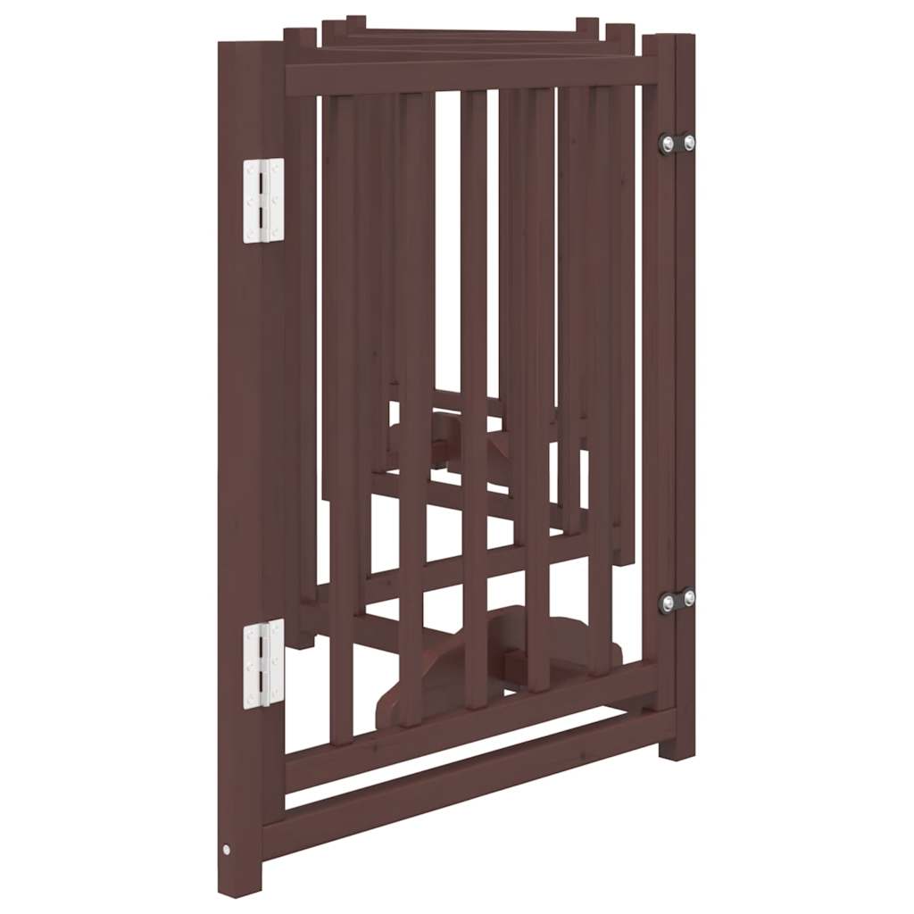 Dog Gate with Door Foldable 6 Panels Brown Oak 300 cm Solid Wood Fir