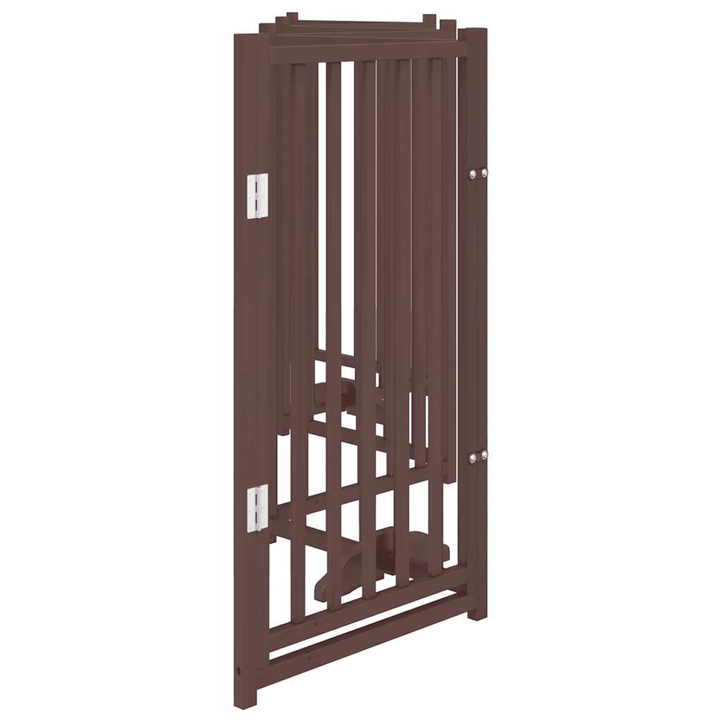 Dog Gate with Door Foldable 6 Panels Brown Oak 300 cm Solid Wood Fir