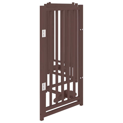 Dog Gate with Door Foldable 6 Panels Brown Oak 300 cm Solid Wood Fir