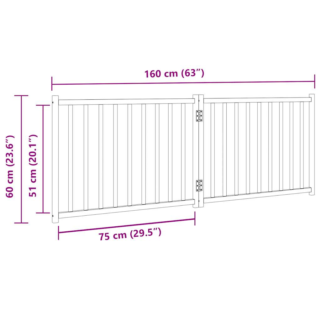 Dog Gate Foldable 2 Panels Brown Oak 160 cm Solid Wood Fir