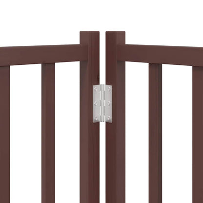 Dog Gate with Door Foldable 4 Panels Brown Oak 320 cm Solid Wood Fir