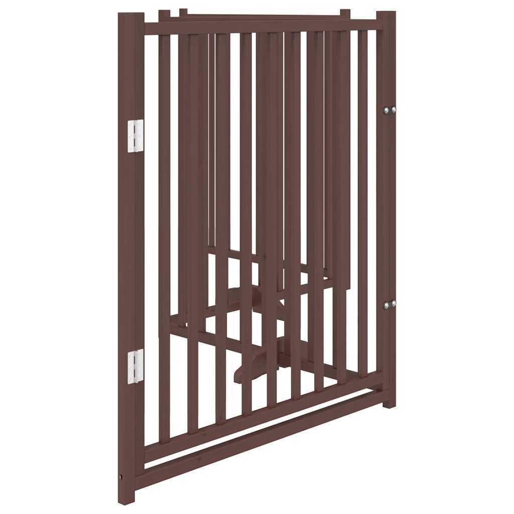 Dog Gate with Door Foldable 4 Panels Brown Oak 320 cm Solid Wood Fir