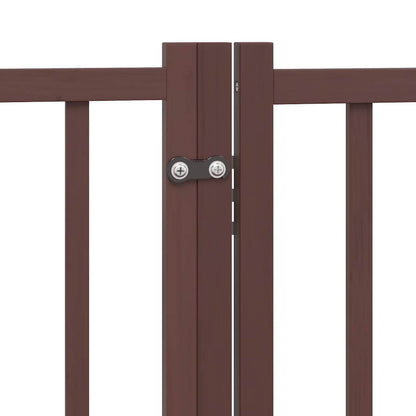 Dog Gate with Door Foldable 4 Panels Brown Oak 320 cm Solid Wood Fir