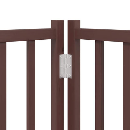 Dog Gate with Door Foldable 4 Panels Brown Oak 320 cm Solid Wood Fir