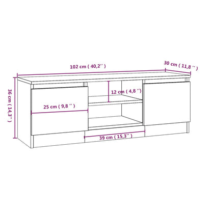 TV Cabinet with Door Brown Oak 102x30x36 cm