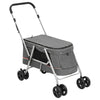 Folding Dog Stroller Grey 100x49x96 cm Linen Fabric