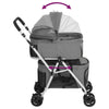 2-Layers Folding Dog Stroller Grey 83x48x97 cm Oxford Fabric