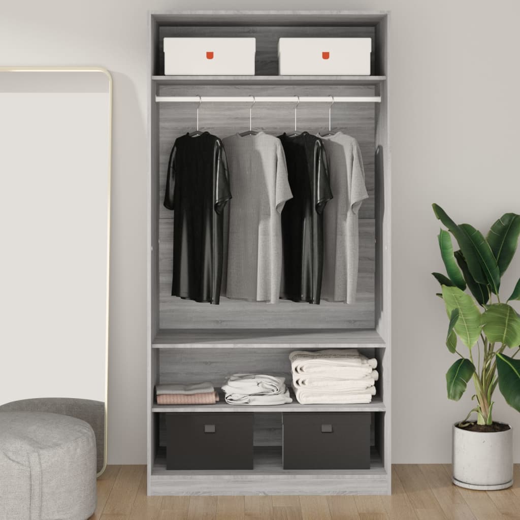 Wardrobe Grey Sonoma 100x50x200 cm Engineered Wood