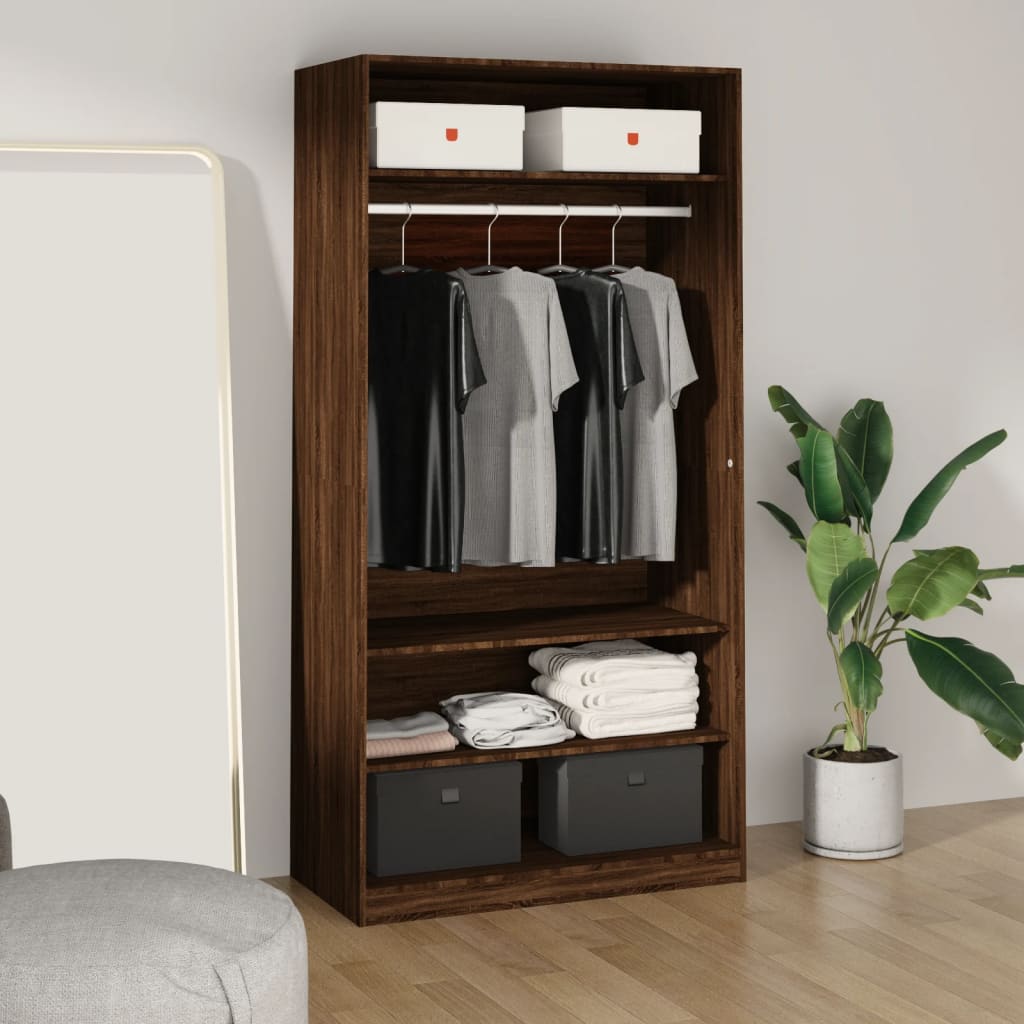 Wardrobe Brown Oak 100x50x200 cm Engineered Wood