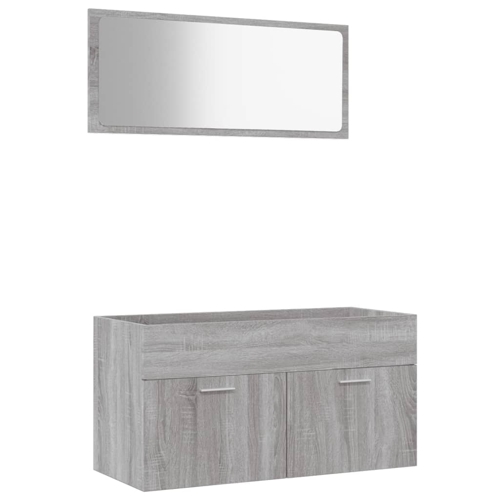 2 Piece Bathroom Furniture Set Grey Sonoma Engineered Wood