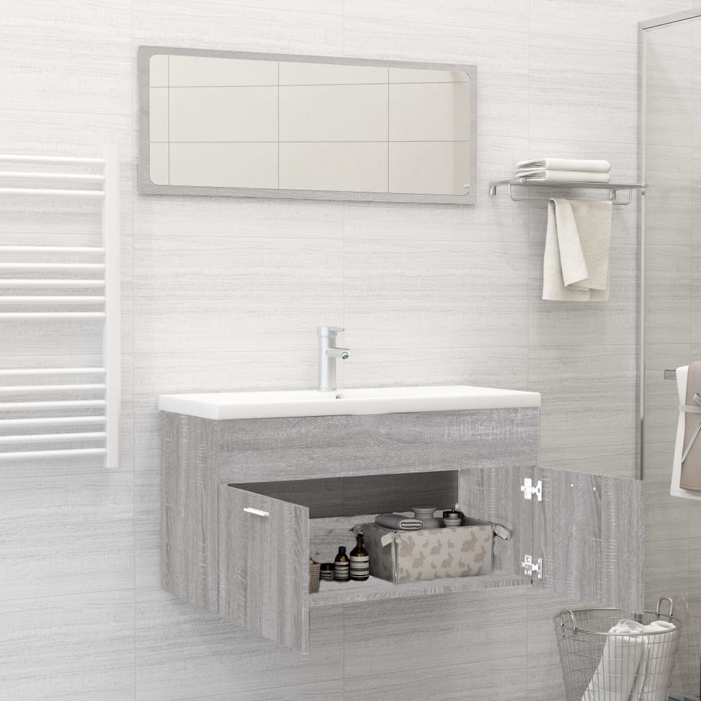 2 Piece Bathroom Furniture Set Grey Sonoma Engineered Wood