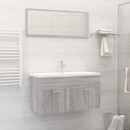 2 Piece Bathroom Furniture Set Grey Sonoma Engineered Wood