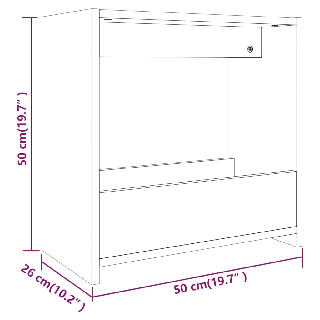 Side Table Grey Sonoma 50x26x50 cm Engineered Wood