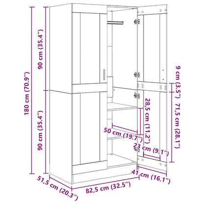 Wardrobe Smoked Oak 82,5x51,5x180 cm Engineered Wood