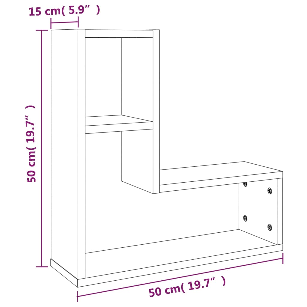 Wall Shelves 2 pcs Smoked Oak 50x15x50 cm Engineered Wood