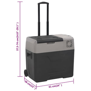 Cool Box with Wheel and Handle Black&Grey 30 L Polypropylene