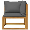 2 Piece Sofa Set with Dark Grey Cushions Solid Wood Acacia