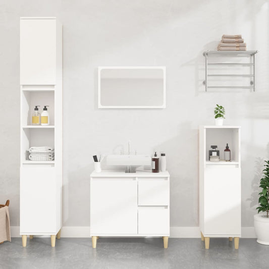 Bathroom Cabinet | White | Engineered Wood | 190 cm Tall