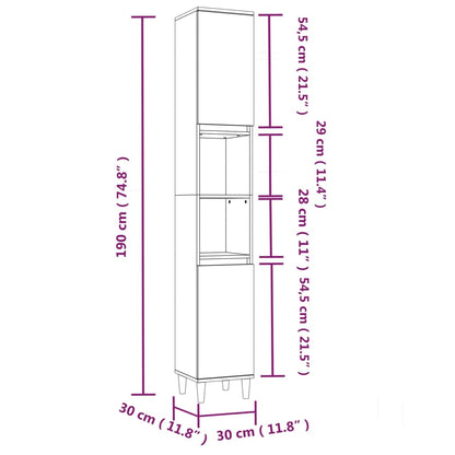 Bathroom Cabinet Smoked Oak 30x30x190 cm Engineered Wood